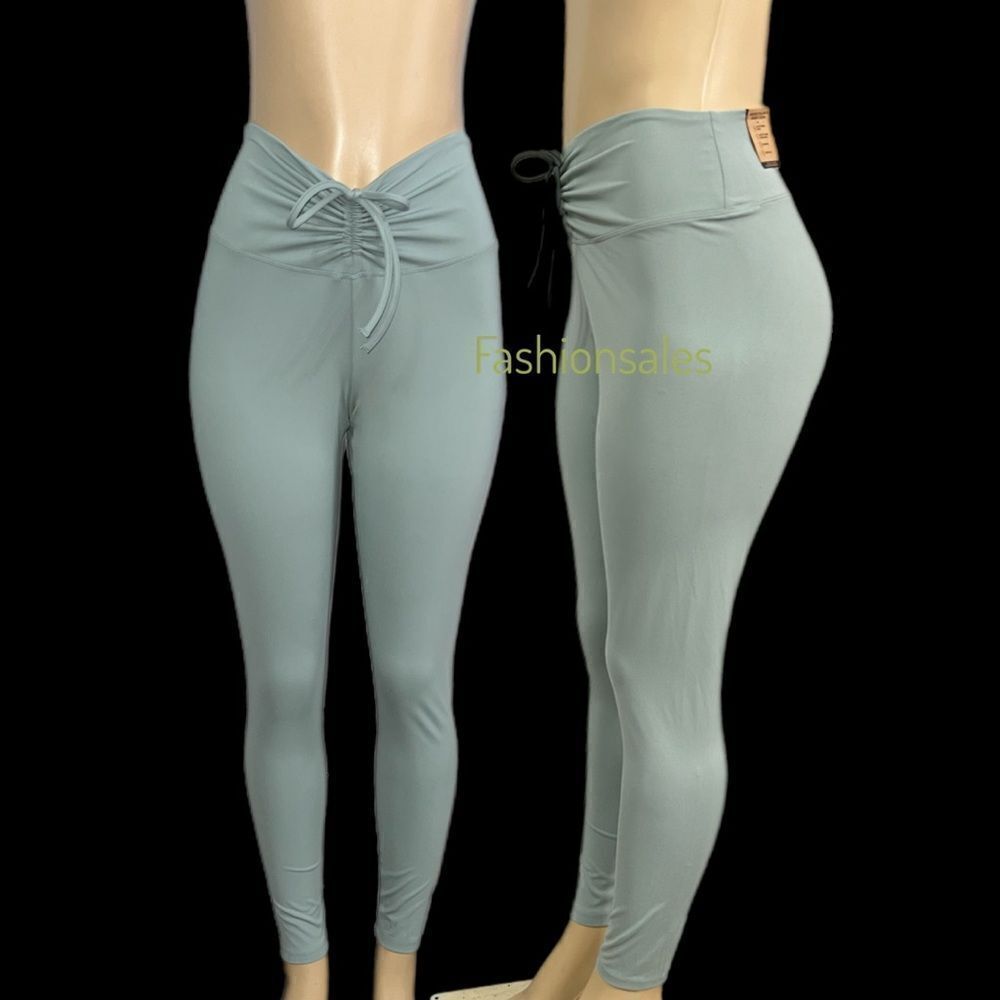 Victoria’s Secret Pink Active high Waist Full Length Ruched V leggings Sage XL